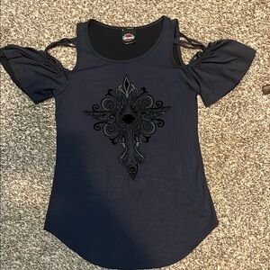 Women's Black Cold Shoulder Top Harley Davidson